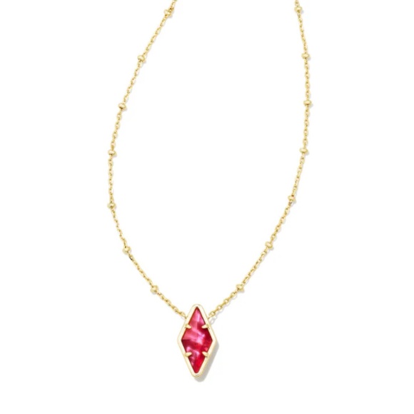 Kendra Scott Kinsley Gold Short Pendant Necklace In Raspberry Illusion - Picture 1 of 1